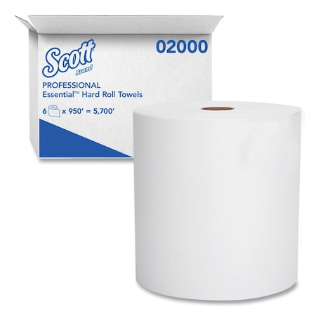 Scott Essential Hardwound Paper Towels, 1 Ply, Continuous Roll Sheets, 950 ft, White 02000